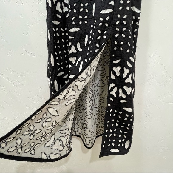 Saltwater Luxe Dottie Middi Dress High Slit Black White Sweetheart Women's Large - Picture 9 of 16